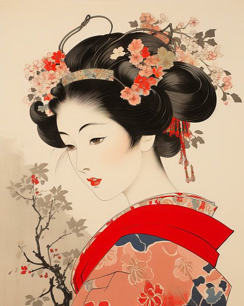 Hokusai Geisha 04 van Peet de Rouw
