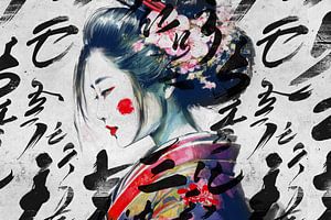 Geisha japonaise vue de côté (art)