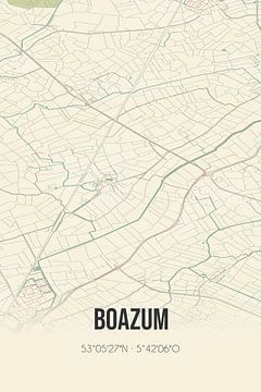 Vintage landkaart van Boazum (Fryslan) van Rezona
