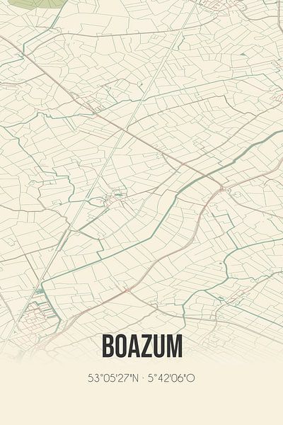 Vintage map of Boazum (Fryslan) by Prints of Place