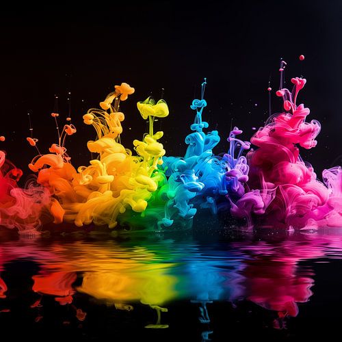 inkt in water kleurrijk zwart