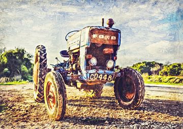 Old tractor (painting) by Bert Hooijer