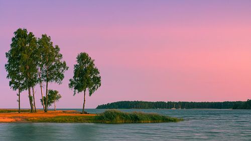 Zonsondergang Vänern-meer, Zweden