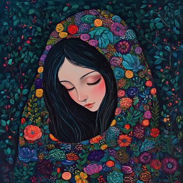 Bloemenportret | Bloemen Vrouw van Blikvanger Schilderijen