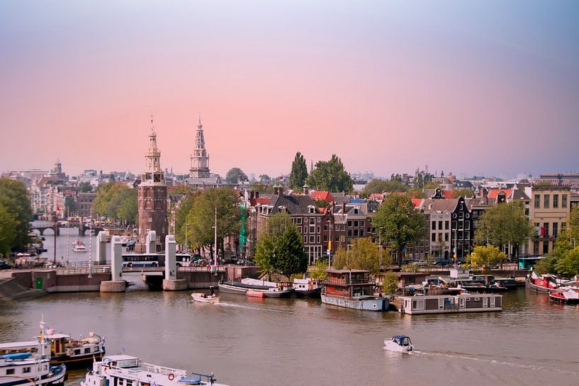Aerial photo of the city of Amsterdam in the Netherlands at sunset by Eye on You