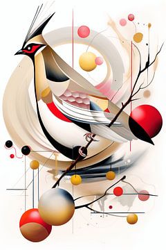 Abstracte Pestvogel met de kuif van Karina Brouwer