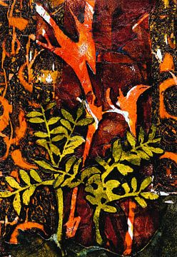 Bosvarens (collage ) van Ineke de Rijk