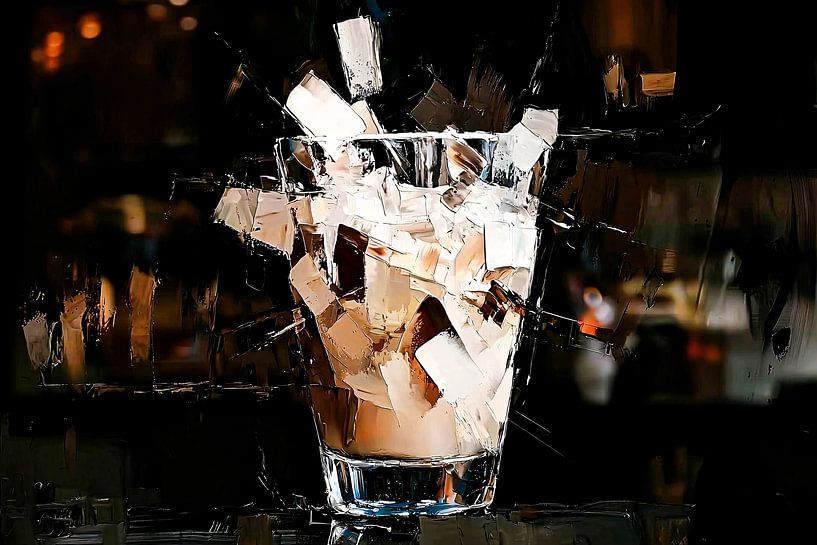 Abstract glass with ice cubes by Art & Soul Creations