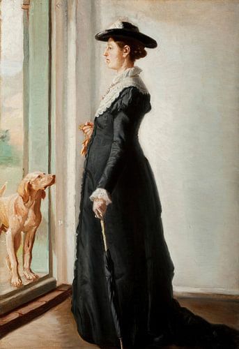Michael Ancher-Anna Ancher staat in de deuropening