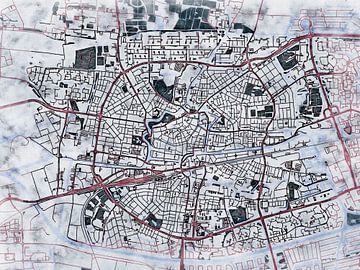 Kaart van Leeuwarden in de stijl 'White Winter' van Maporia