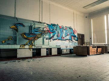 Verlaten School, België - Urbex / Verval / Oud / Graffiti / Street Art / Dier / Universiteit / Vogel van Art By Dominic