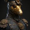 Portrait of a cockerel | Golden mask | War hero by Digitale Schilderijen