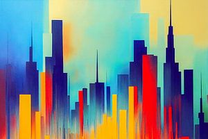 aquarelle abstraite Skyline dans la ville sur Animaflora PicsStock