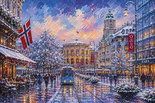 Oslo in Noorwegen schilderij.