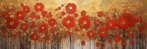 Rote Blumen in goldenem Glanz