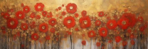 Red Flowers in Golden Glow