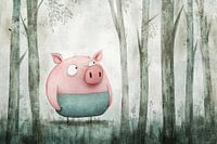 Lost Pig in the Forest - Whimsical Wanderer