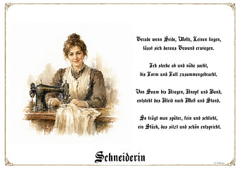 Schneiderin – Zunftbild mit Gedicht