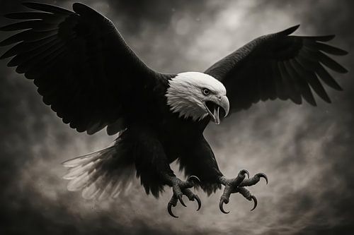 Zwart-wit roofvogel close-up