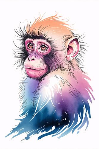 Kleurrijke illustratie van een aap