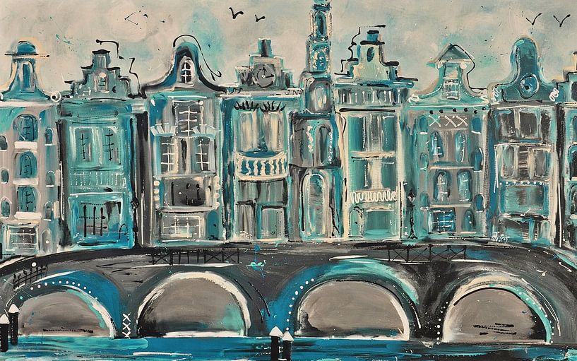 Amsterdam canals aqua green by Kunstenares Mir M. Kolkman van der Klip