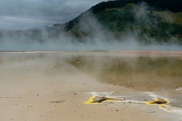 Geothermisch meer bij Waiotapu van Niek