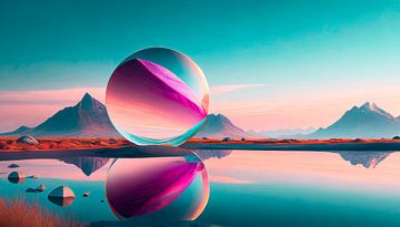 Sphere with landscape and sunset by Mustafa Kurnaz