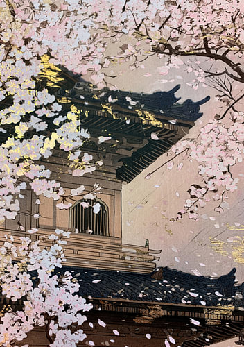 Sakura-Träumerei: Japanischer Tempel in Blütenpracht
