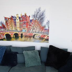 Klantfoto: Colorful Amsterdam #116 van Theo van der Genugten, op canvas
