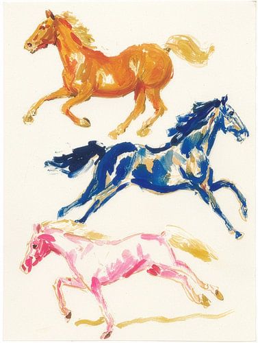 Bunte Pferde in Bewegung