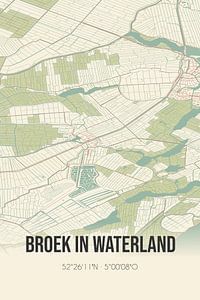 Vintage landkaart van Broek in Waterland (Noord-Holland) van Rezona