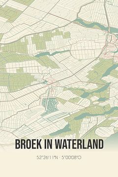 Vintage map of Broek in Waterland (North Holland) by Rezona