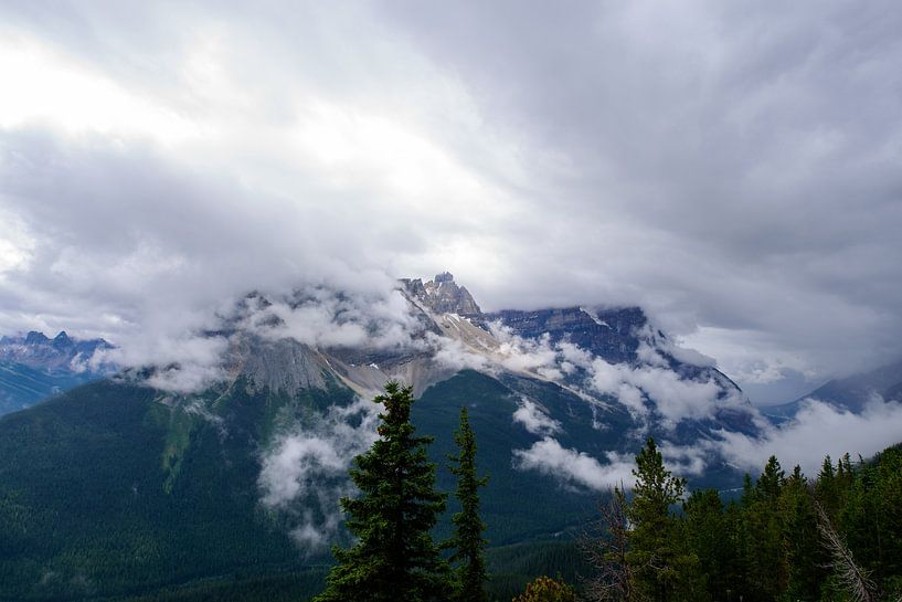 Neblige Berggipfel im Yoho-Nationalpark, Kanada von Arne Pyferoen