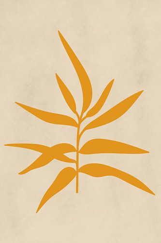 Art botanique moderne. Brindille en jaune sur beige