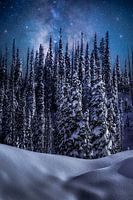 Sterrennacht Winterlandschap Fotografie - Melkweg Melkweg Nachtlandschap Muurkunst - Decoratie voor thuis en kantoor - Fine Art Fotografie Prints