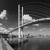 Rügen Bridge - Strelasund Crossing (Panorama black and white) by Frank Herrmann