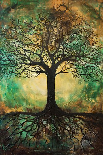 Levensboom met gewortelde structuren