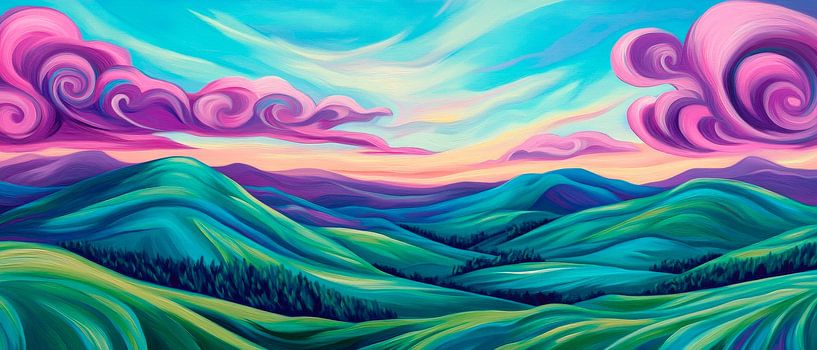 Colourful hills under a lively sky by Poster Art Shop
