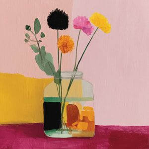 Buntes Stillleben mit Blumen