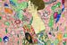 Dame met een waaier, Gustav Klimt (lichtroze, digitaal versterkt) van Meesterlijcke Meesters