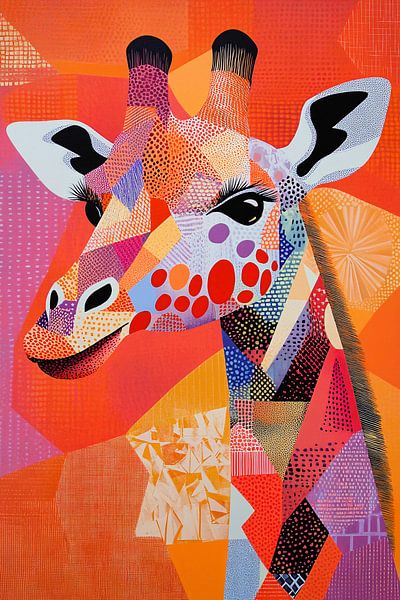 Composition artistique d'une girafe colorée par Imperial Art House