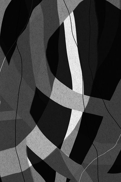 Modern abstract minimalist retro artwork in black and white I by Dina Dankers
