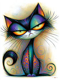 Boze zwarte kat - poes van Gelissen Artworks