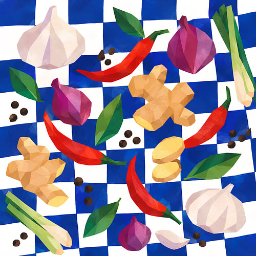 Fresh Kitchen Spices Pattern