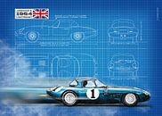 Jaguar E-Type Lichtgewicht Blauwdruk van Theodor Decker thumbnail