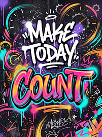 Mach das Beste aus dem heutigen Tag – Lebendige Graffiti-Street-Art-Typografie, motivierendes Grafikdesign von Riswan Ratta