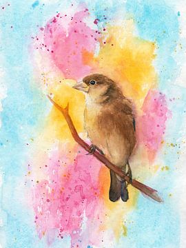 Friendly sparrows on a branch Part Two by Karen Kaspar