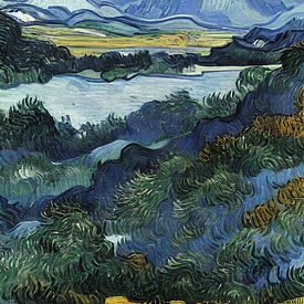 Impressionistische Landschaft Fluss und Berge von Maud De Vries