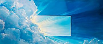 Wolken mit Lichtstrahlen – Himmelblau von Poster Art Shop
