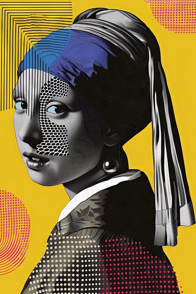 Das Mädchen mit dem Perlenohrring Op-Art von Poster Art Shop